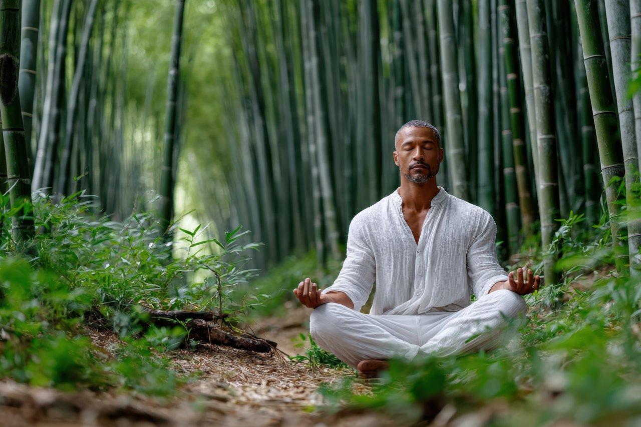 Espace de méditation calme dans la nature pour apaiser l'hypersensibilité et favoriser la relaxation.